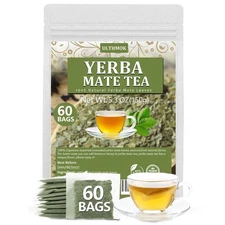 Natural Unsmoked Yerba Mate Tea 60 Bags Pure Argentina 100% Leaves Drink Gourmet