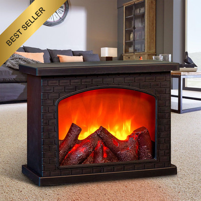 Small Decorative LED Flame Effect Fireplace Lantern Fake Fireplace Lamp Light
