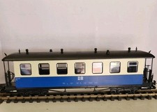 G SCALE 45mm GAUGE RAILWAY PASSENGER CARRIAGE CREAM & BLUE GARDEN COACH TRAIN 