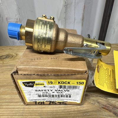 Apollo 19-KDCK-150 Brass Manual Safety Relief Valve 1/2'' x 3/4'' 150 psi