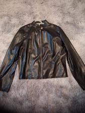 Size M (10) Black PU SLIM FIT Zip Up Jacket. Excellent Condition