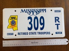 Mississippi License Plate Tag 309 &ldquo;Retired State Troopers&rdquo;