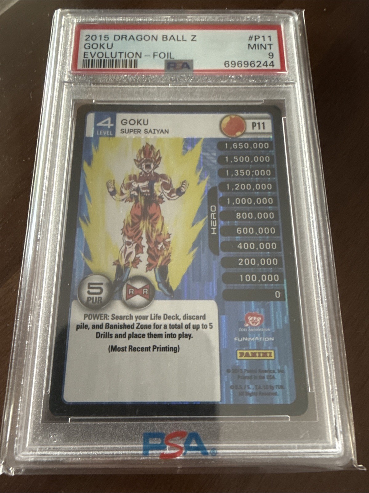 Dragon Ball Z TCG Goku Super Saiyan P11 FOIL Promo Panini Evolution PSA 9 view 3