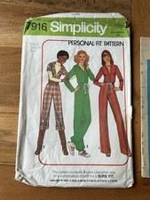Vintage Simplicity Sewing Pattern 7916 Hooded Jumpsuit Size 14 & 16 Complete