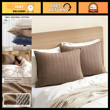 2 Pack Standard Cotton Waffle Pillow Shams 20x26 - Breathable Decorative Covers