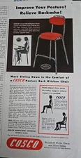 1951 Red Cosco Posture back chair kitchen furniture Vintage ad 