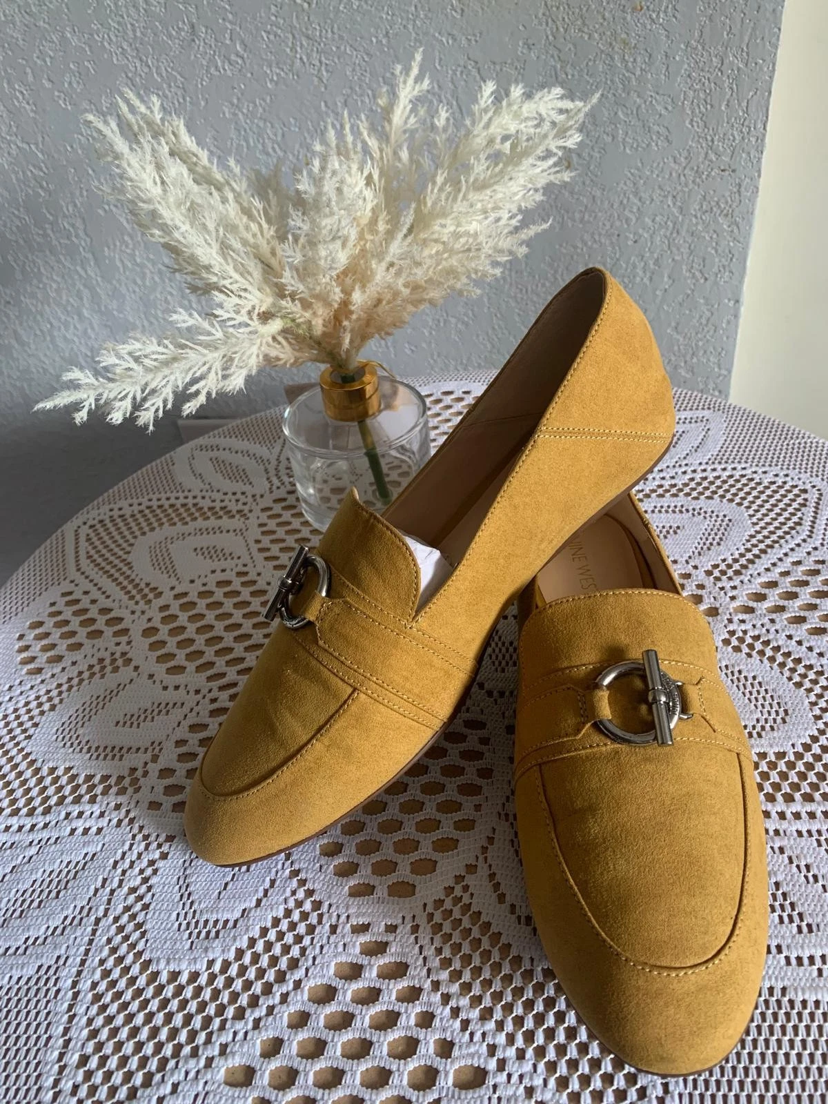 ECCO Taglia 8M Nine West Be Here O slip on giallo senape ballerine chiusura a cerchio in metallo