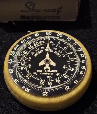 Vintage Shurway Navigator Time-Distance Ground Speed Index Frank Baird Pilot Aid