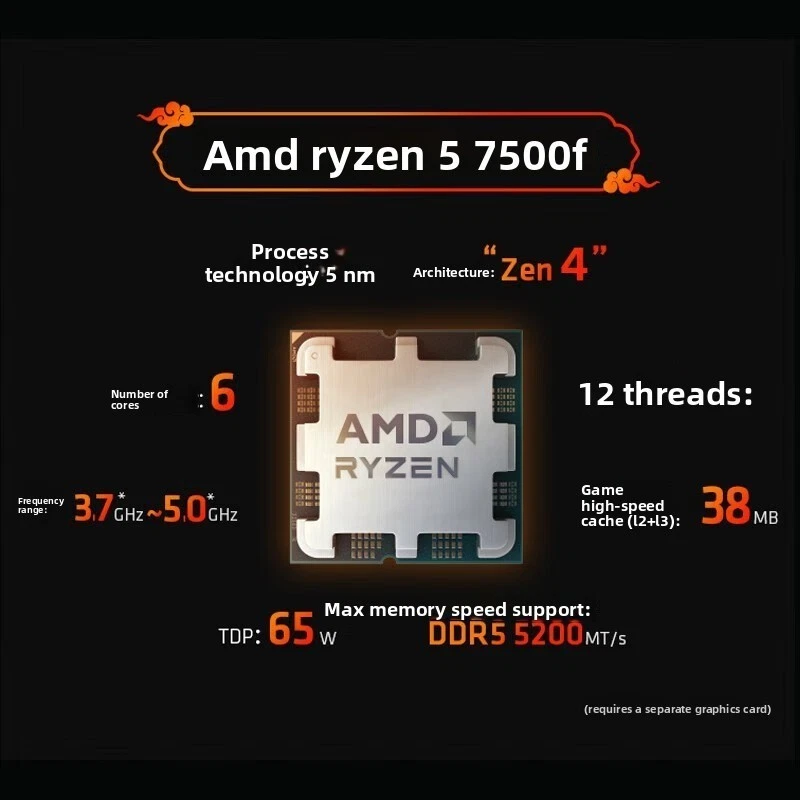 AMD R5 7500F 5.0GHz 6 Core 12Threads Desktop CPU is compatible with B650/A620 - Image 3 of 4