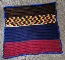 Handmade Crochet Lap Afghan Multicolors 43"x47"