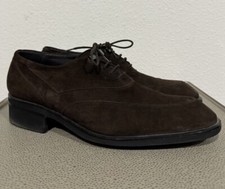 Gianni Versace Lace Up Derby Shoes Brown Suede Leather Mens Size 10