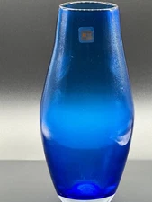 Nice 10 1/2" blue Blenko Vase