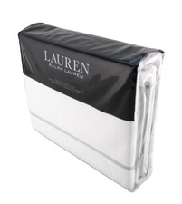 LAUREN Ralph Lauren Spencer Gray Border /White Full/Queen Cotton Duvet Cover Set