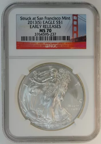 2013-S Silver Eagle Early Release $1 NGC "Top Pop" MS70 US Bullion/Collector Coi