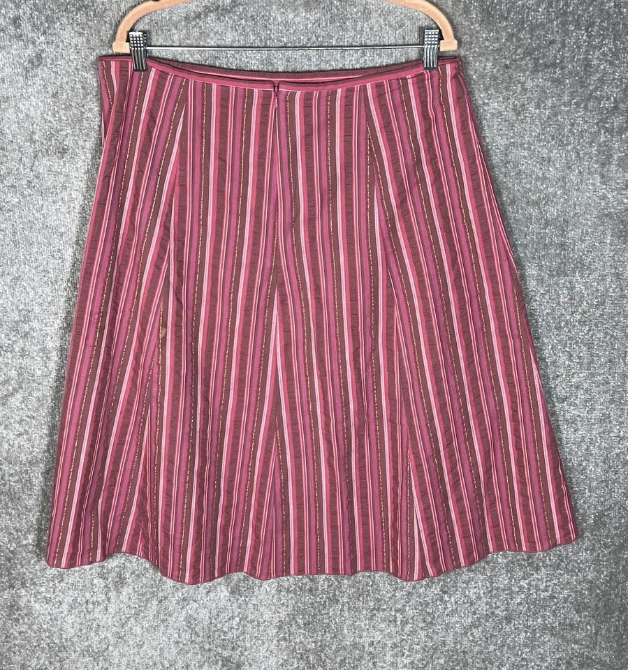 Christopher & Banks Midi Skirt Womens Size 16 Pink Striped Metallic A-Line - Image 2 of 4