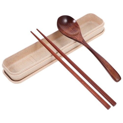 Wooden Spoon Chopsticks Tableware Set Customizable Dinosaur Travel - Picture 5 of 12