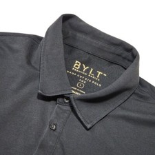 BYLT Mens Drop-Cut S/S Polo Lux Black L Premium Basics