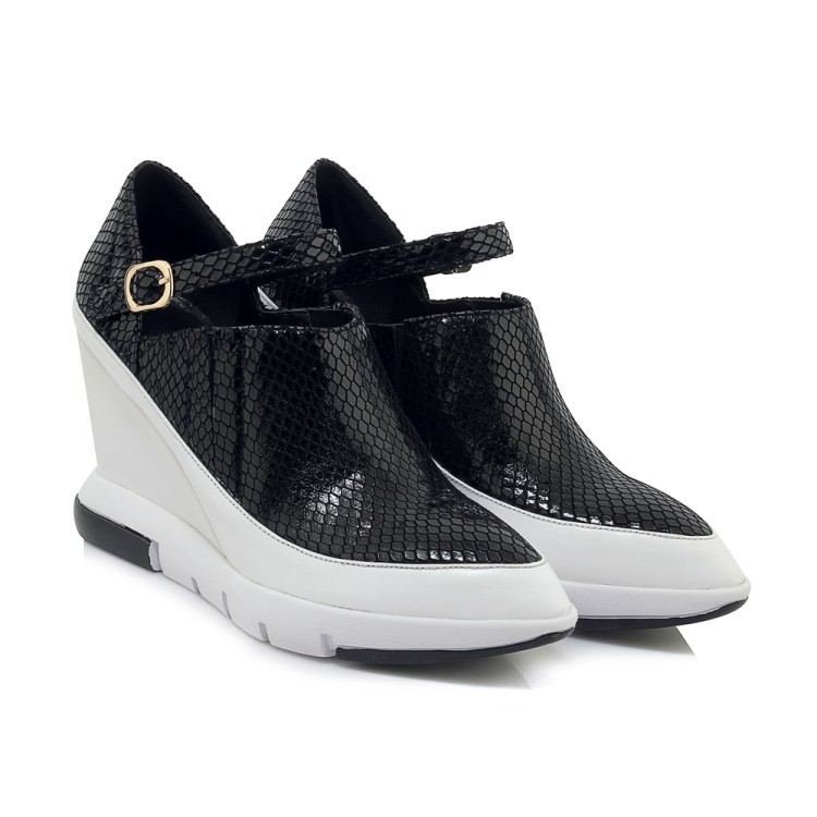 Women Pointy Pointy Pointy Toe Leather Buckle Strap Wedge Heels High Heels Pumps Ankle Boots_ 9d5bed Women Pointy Pointy Pointy Toe Leather Buckle Strap Wedge Heels High Heels Pumps Ankle Boots_ 9d5bed