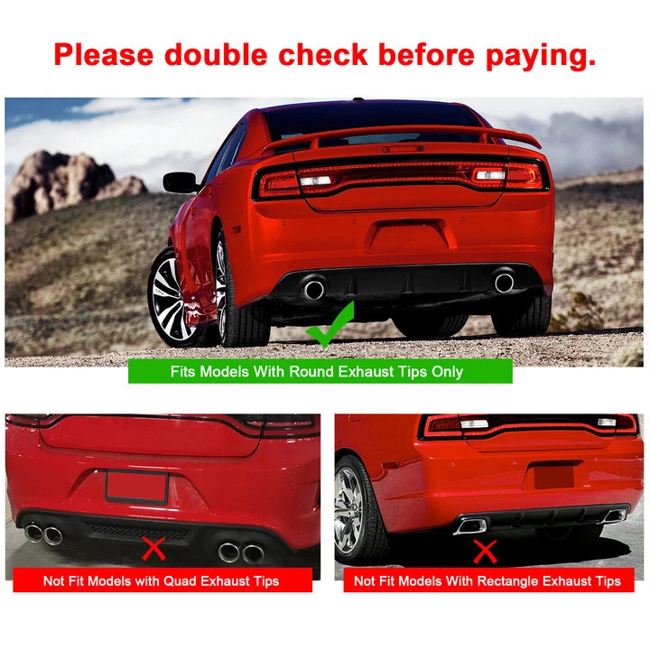 Difusor inferior labial traseiro preto fosco para Dodge Charger SRT V2 estilo 12-14 - Imagem 3 de 4