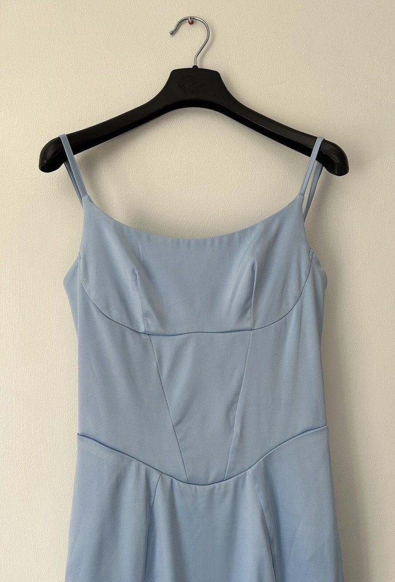 SHEIN Blue Satin Long Dress - Size XS - Excellent Condition | eBay UK