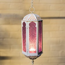 Hanging lantern "White Morocco" 50 cm long