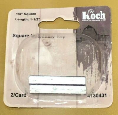 Square Machinery Keys, Set of (2), 1/4'' Square x 1-1/2'' Length, Motor Key, Hex 