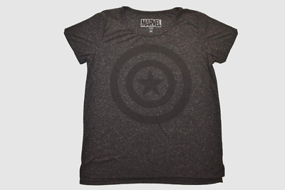 Marvel Womens Captain America Shield Soft Heather Black Shirt New S, M, XL