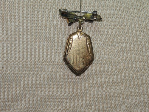 Antique Locket Victorian / Deco Sterling Silver Etched poss Gold Plated brooch - Picture 4 of 5