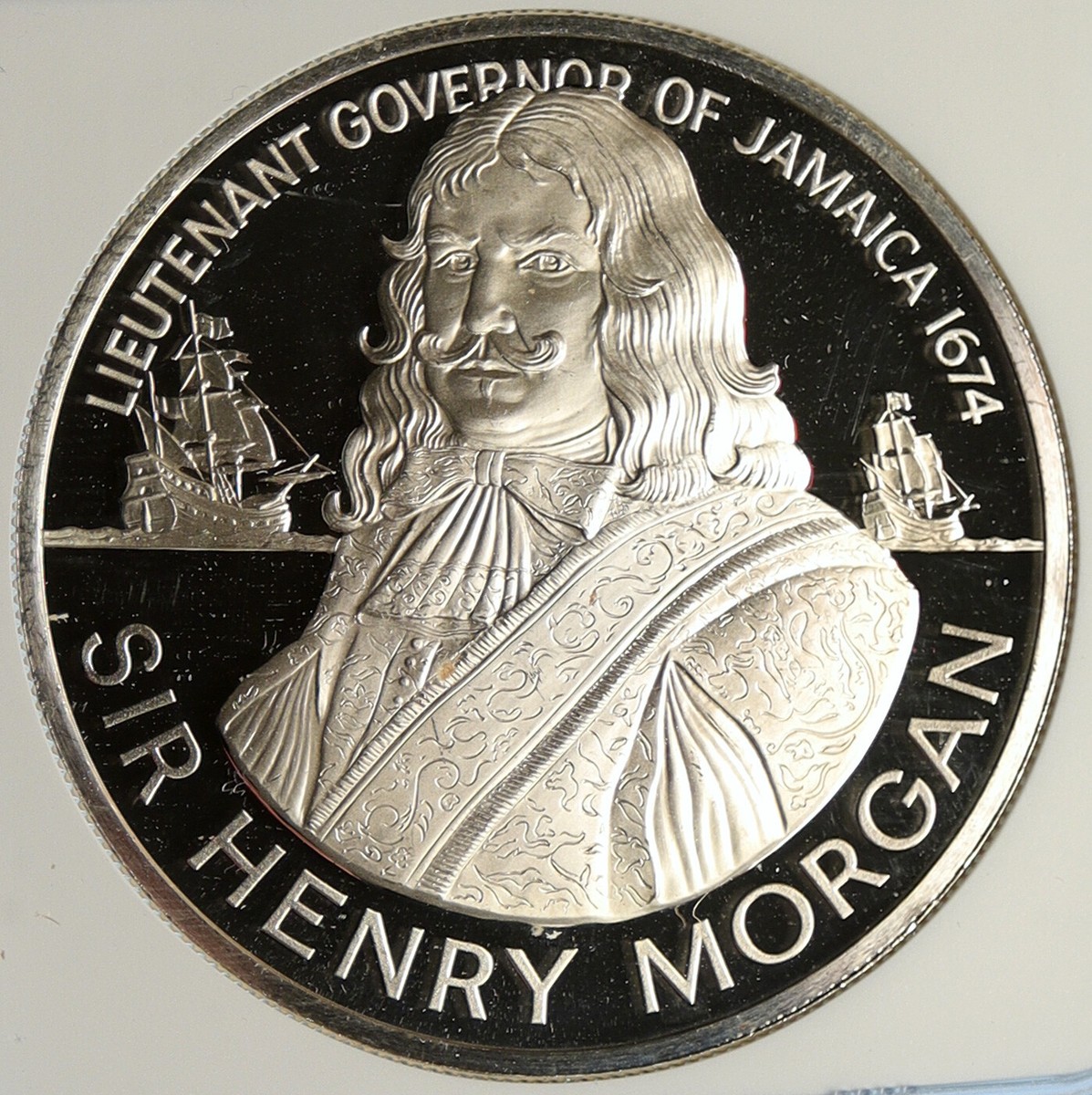 1974 JAMAICA Sir Henry Morgan Royal Lieutenant PROOF SILVER $10