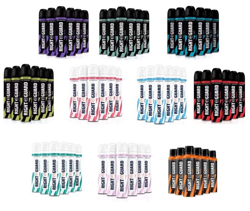 6 X RIGHT GUARD MEN/ WOMEN 48Hr PROTECTION ANTI-PERSPIRANT DEODORANT SPRAY 250ml