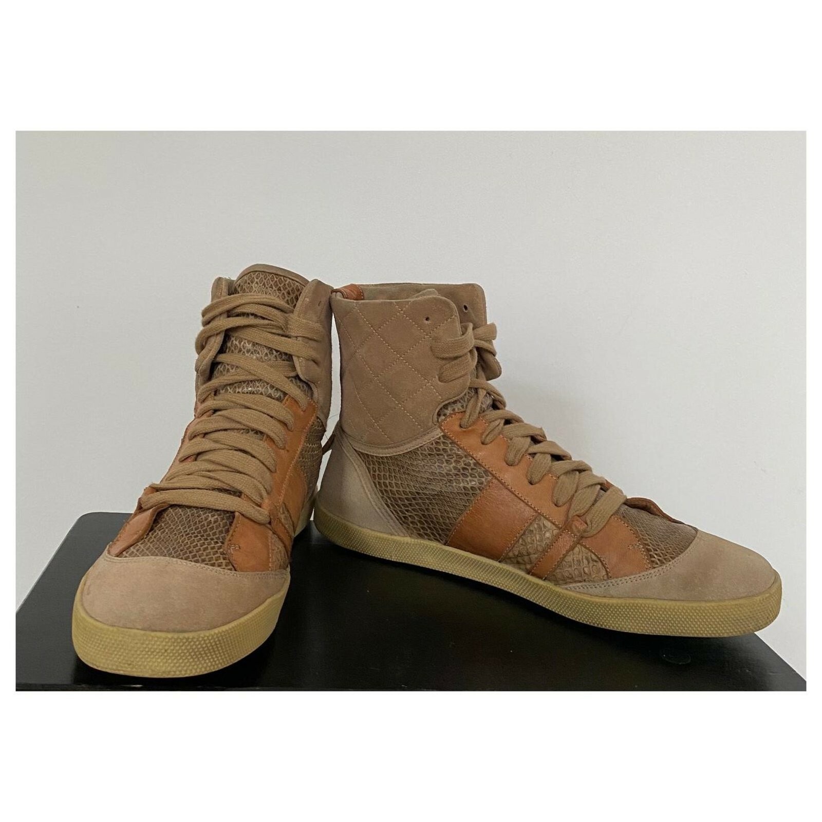 CHLOE PYTHON AND SUEDE LEATHER HIGH TOP TRAINERS … - image 2