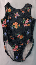 AMS Gymnastics Leotard Adult Medium AM Velvet Printer Flower