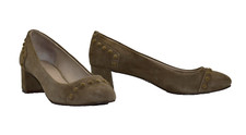 B2 Auth TORY BURCH Colt Studded Brown Suede Block Heels Pump Shoes Size 8M