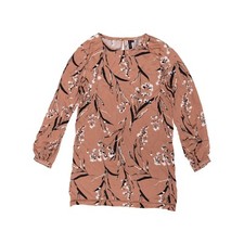 Knot Sisters Floral Long Sleeve Short Dress Light Brown Size M 3814