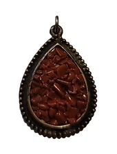 RJ (Registered Jeweler) Scorpio Red Jasper Gemstone Pendant Vintage Teardrop