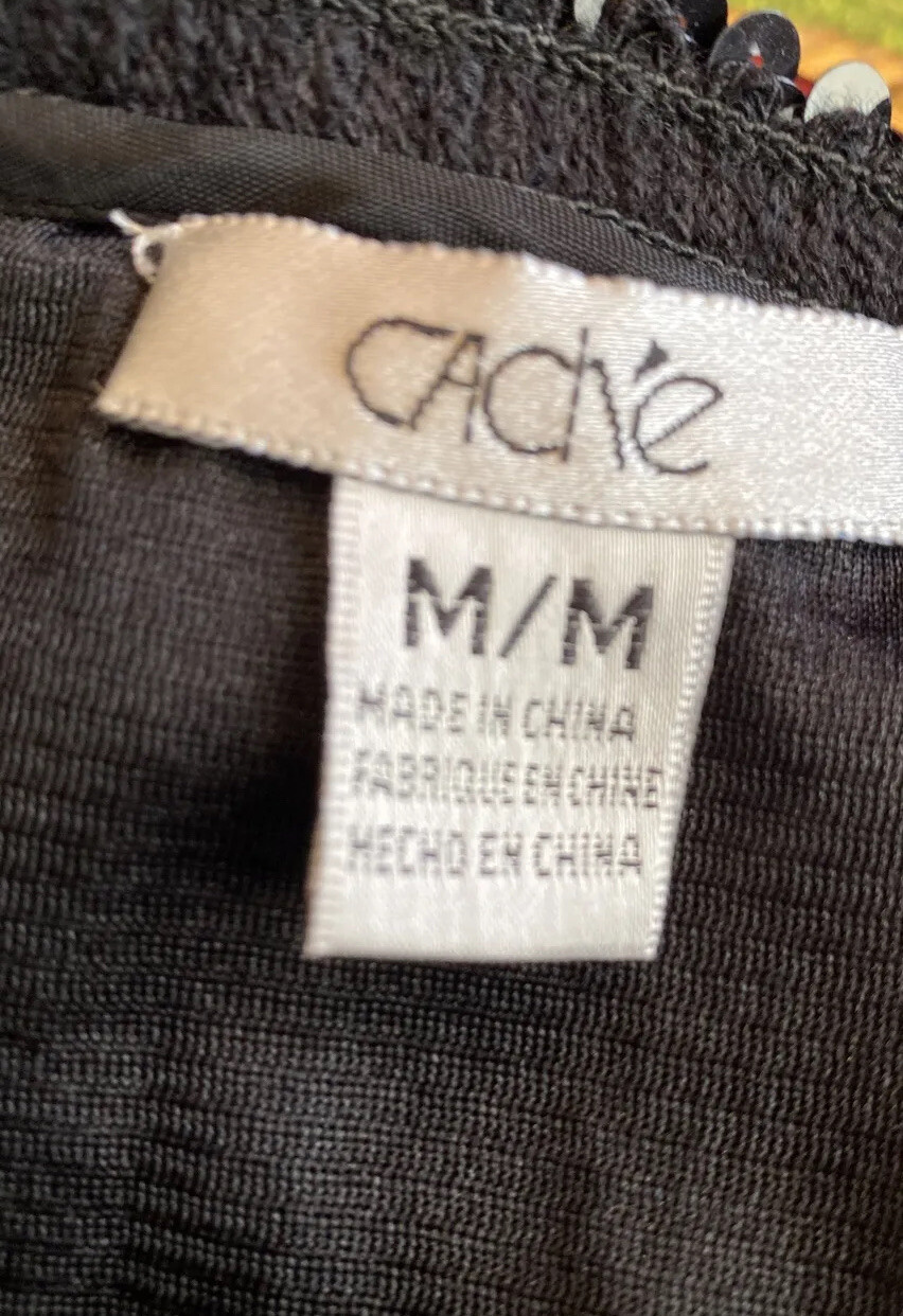 🧥🖤Cache Women's Black Sequin Snap Button V-Neck… - image 6