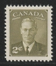 Canada #305 King George VI with POSTES-POSTAGE, New Colours, MNH Stamp 1951