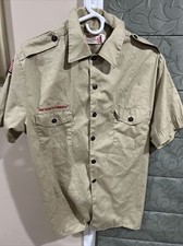 Boy Scout BSA UNIFORM SHIRT Mens Medium Short Sleeve Tan A93