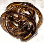 Vintage Mouth Blown Twisted Knotted Art Glass Amber Sculpture Murano Style
