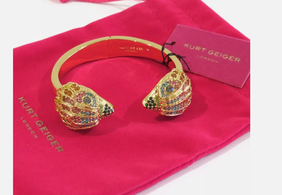 NUEVO CON ETIQUETAS Brazalete Brazalete con Bisagras Águila Cristal Arco Iris Kurt Geiger con Bolso Foto 3 de 4