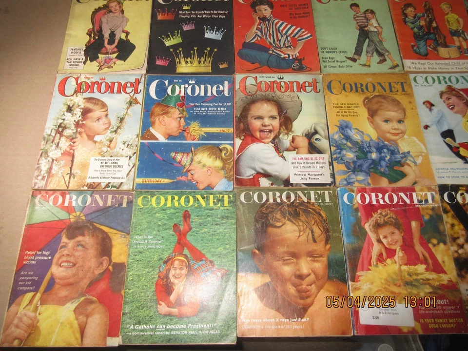 Vintage Coronet Magazine Lot Year 1949 55 56 57 58 59 Photography Article Risque Foto 2 de 4
