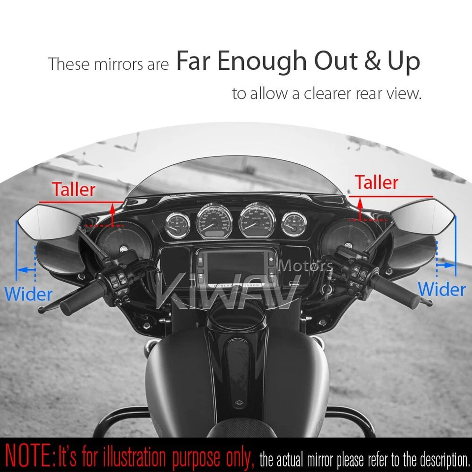 Espejos retrovisores convexos VAWiK PalmII negro chorro de arena se adapta a Kawasaki Z1000 Vulcan Versys Foto 4 de 4