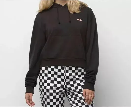 Vans Women s Flower Nite Black Multi Crop Hoodies VN0A4PGMBLK