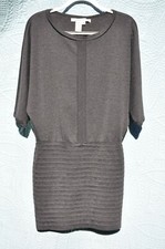 Sophie Max Studio Dark Gray 3/4 Sleeve Sweater Fitted Bodycon Stretch Dress SzS 