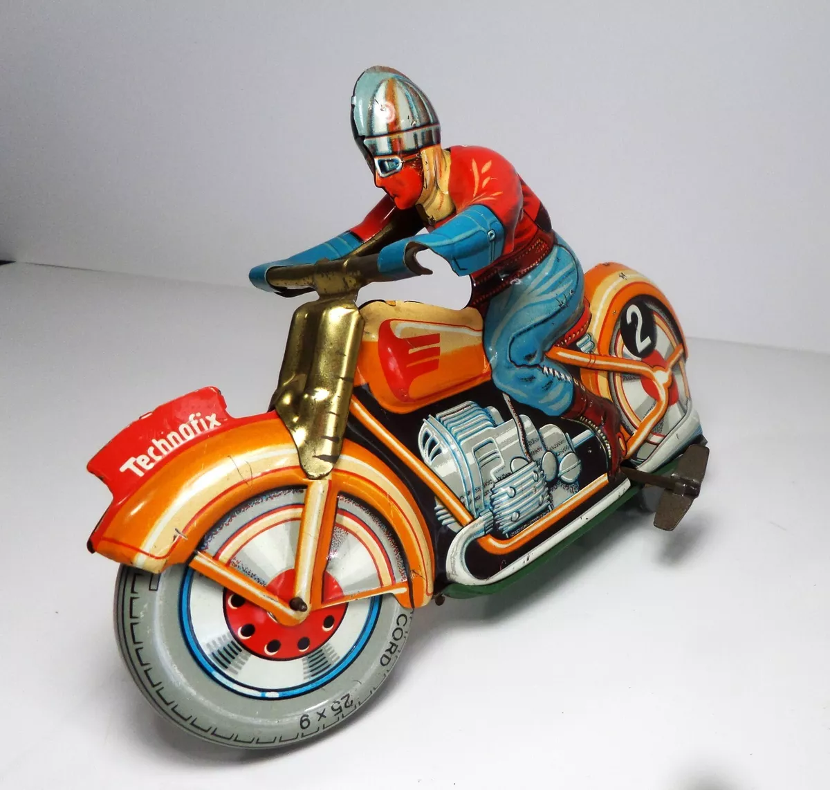 Antigo Brinquedo Francês Moto Corrida Technofix GE 1950s