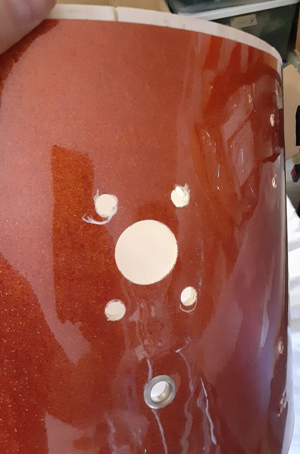 Huntington Drum SHELL Pack of 4: 22" bass, 14" snare, 2 toms, orange sparkle