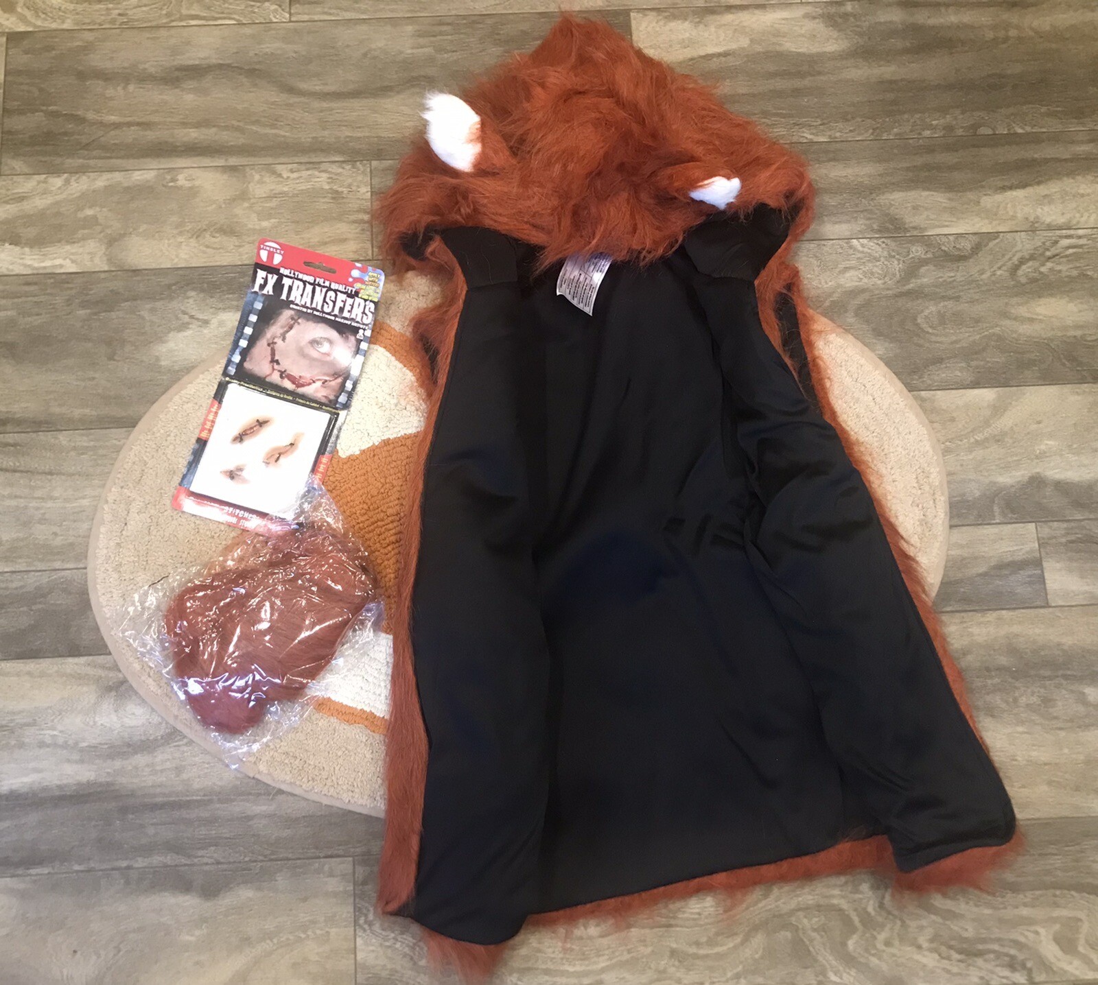 Womens S/M 4-8 Halloween Fox Vest Costume W/FX Transfers/Face Stitches. #259 image 8