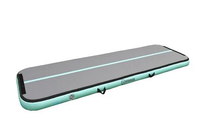 Airtrack 500x150x15cm Turnmatte Aufblasbar Tumbling Pumpe 12Springs Grün/Grau