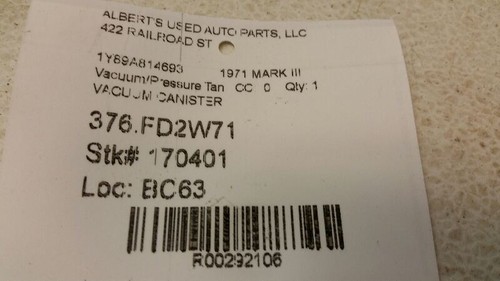 Vacuum Canister for 1971 Lincoln Mark III - Picture 4 of 5