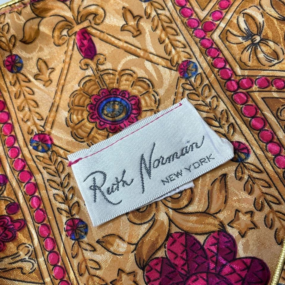 Ruth Norman Kaftan Muumuu De Colección Oro Rosa Satinado Floral Talla Única M L? Foto 4 de 4